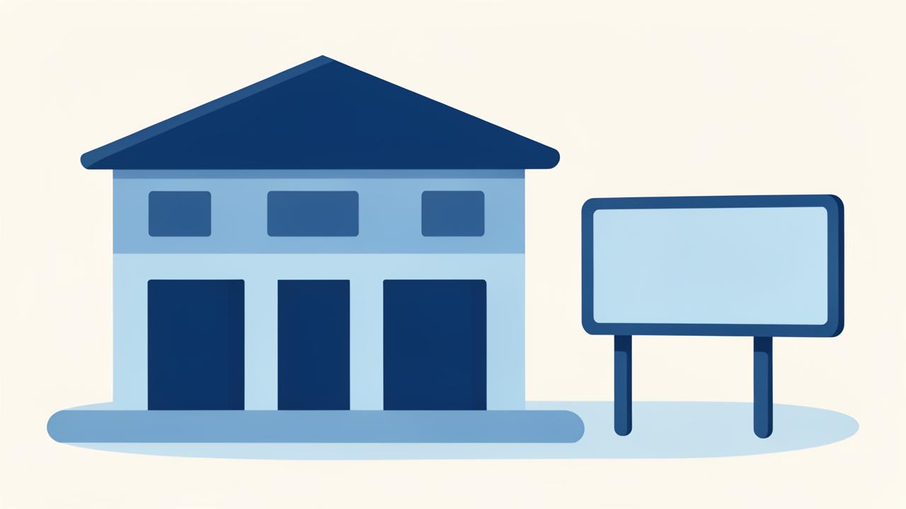 Illustration: a half-built school with no roof and a faded coming soon sign